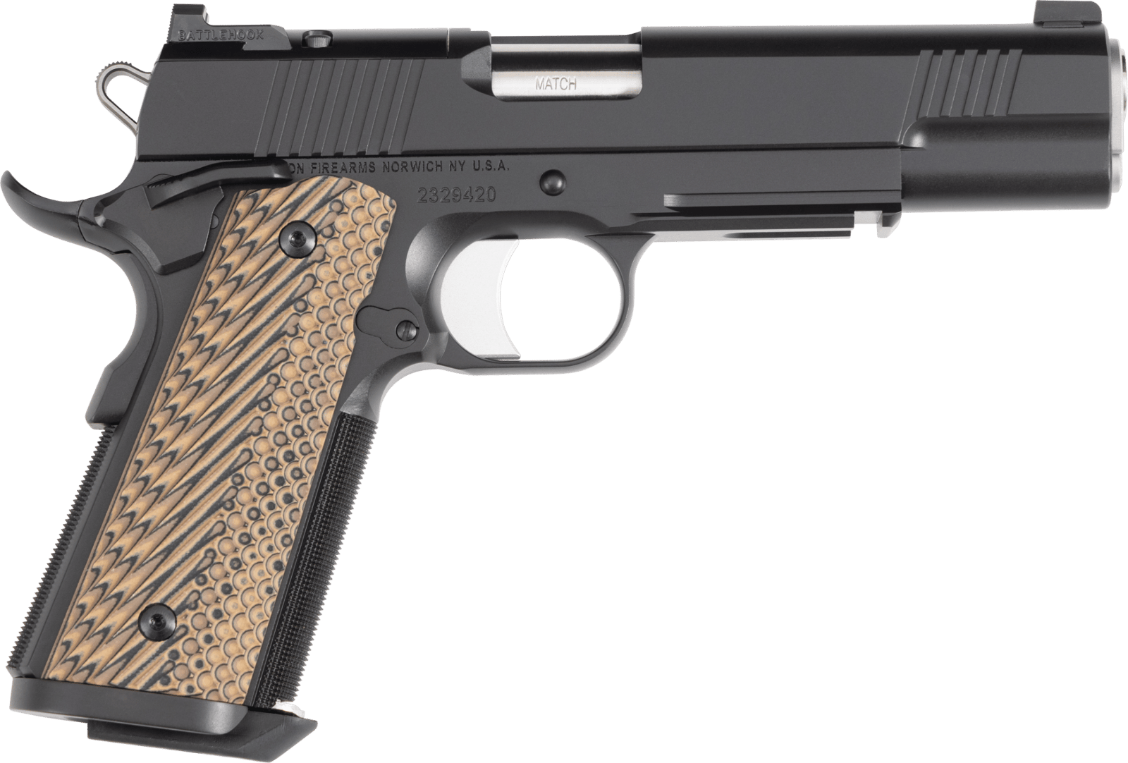 Dan Wesson 01794 Specialist  Full Size Frame 10mm Auto 8+1 5" Stainless Match Grade Barrel, Black Duty Optics Ready/Serrated Steel Slide, Black Duty Steel Frame w/Picatinny Rail, Black/Brown G10 Grip