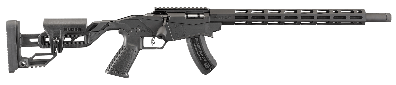 Ruger 8404 Precision Rimfire  22 WMR 15+1 18" Threaded Barrel, Hard Coat Anodized Finish, 15" Free-Float Handguards w/M-Lok Slots, Synthetic Adjustable Quick-Fit Precision Rimfire Stock, Black Polymer