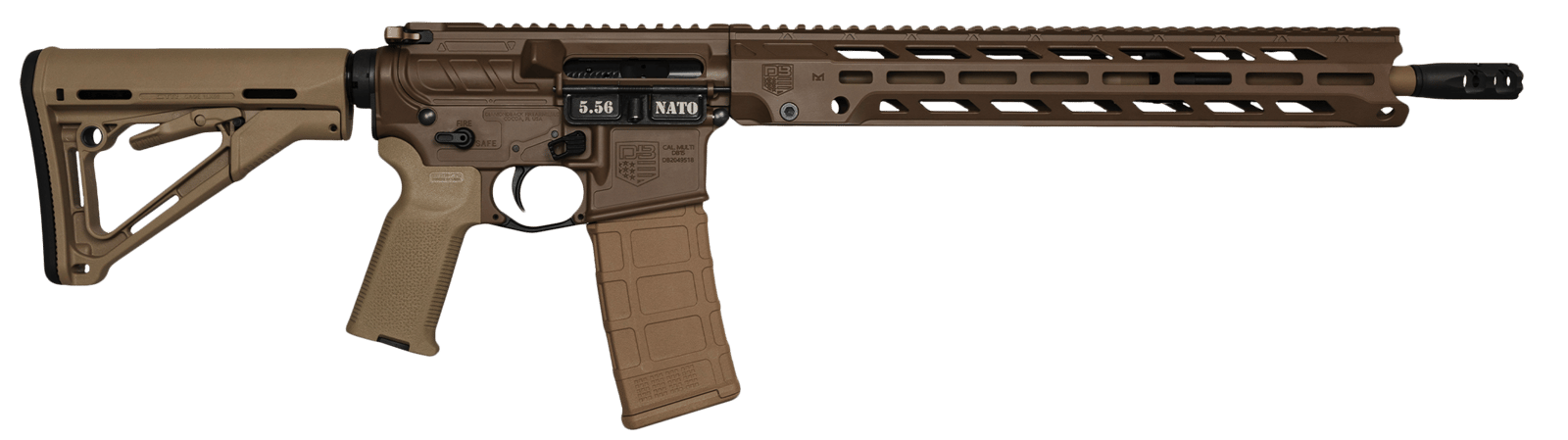 Diamondback DB1784K131 DB15  5.56 NATO 30rd 16" Black Nitride w/ FDE Cerakote Flat Dark Earth Cerakote 7075-T6 Aluminum Receiver Flat Dark Earth Magpul MOE K2 FDE Grip