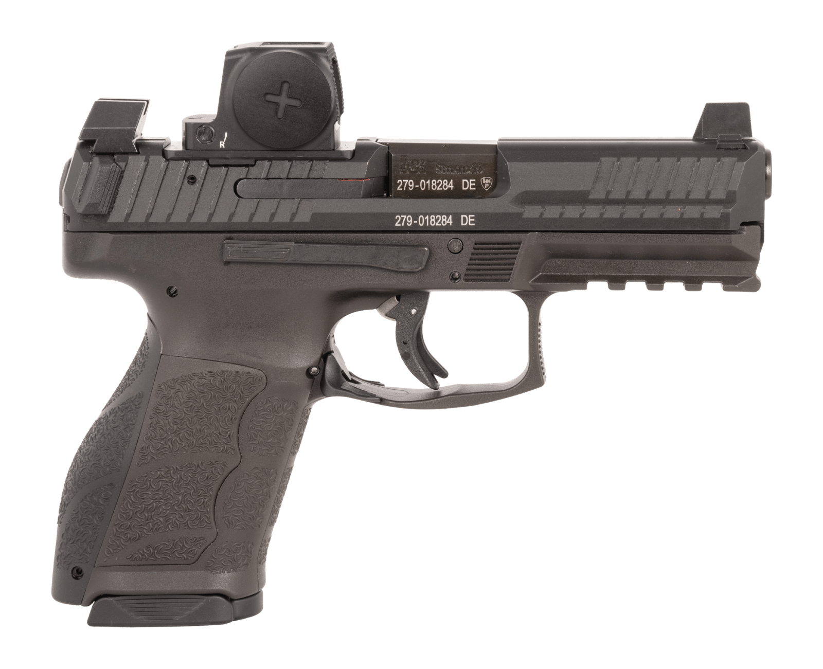 HK 81001348 VP9A1 K w/Optic Compact Frame 9mm Luger 15+1 4.09" Black Barrel, Black Steel Serrated w/Optic Slide, Black Polymer Frame w/Picatinny Rail, Interchangeable Backstrap Grip, Vortex CCW