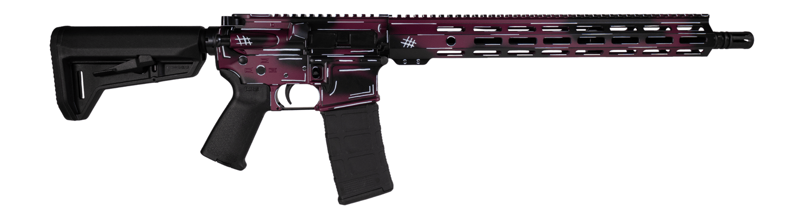 Shark Coast Tactical SCC02119ABKCH Anime-15  5.56 NATO 30+1 16" Black Nitride Threaded Barrel, Black Cherry Cerakote Aluminum Receiver w/Picatinny Rail, M-LOK Handguard, Magpul Collapsible Black Polym