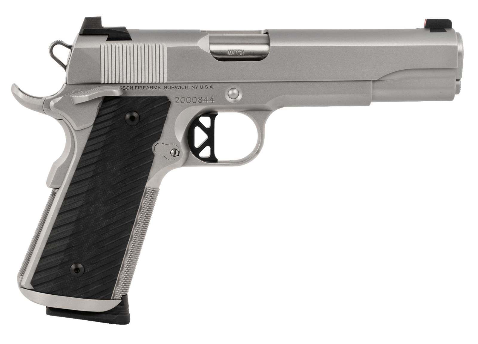 Dan Wesson 01824 Valor  45 ACP 8+1 5" Stainless Steel Barrel, Bead Blasted Serrated Stainless Steel Slide & Frame w/Beavertail & Picatinny Rail, Black G10 Grip, Ambidextrous
