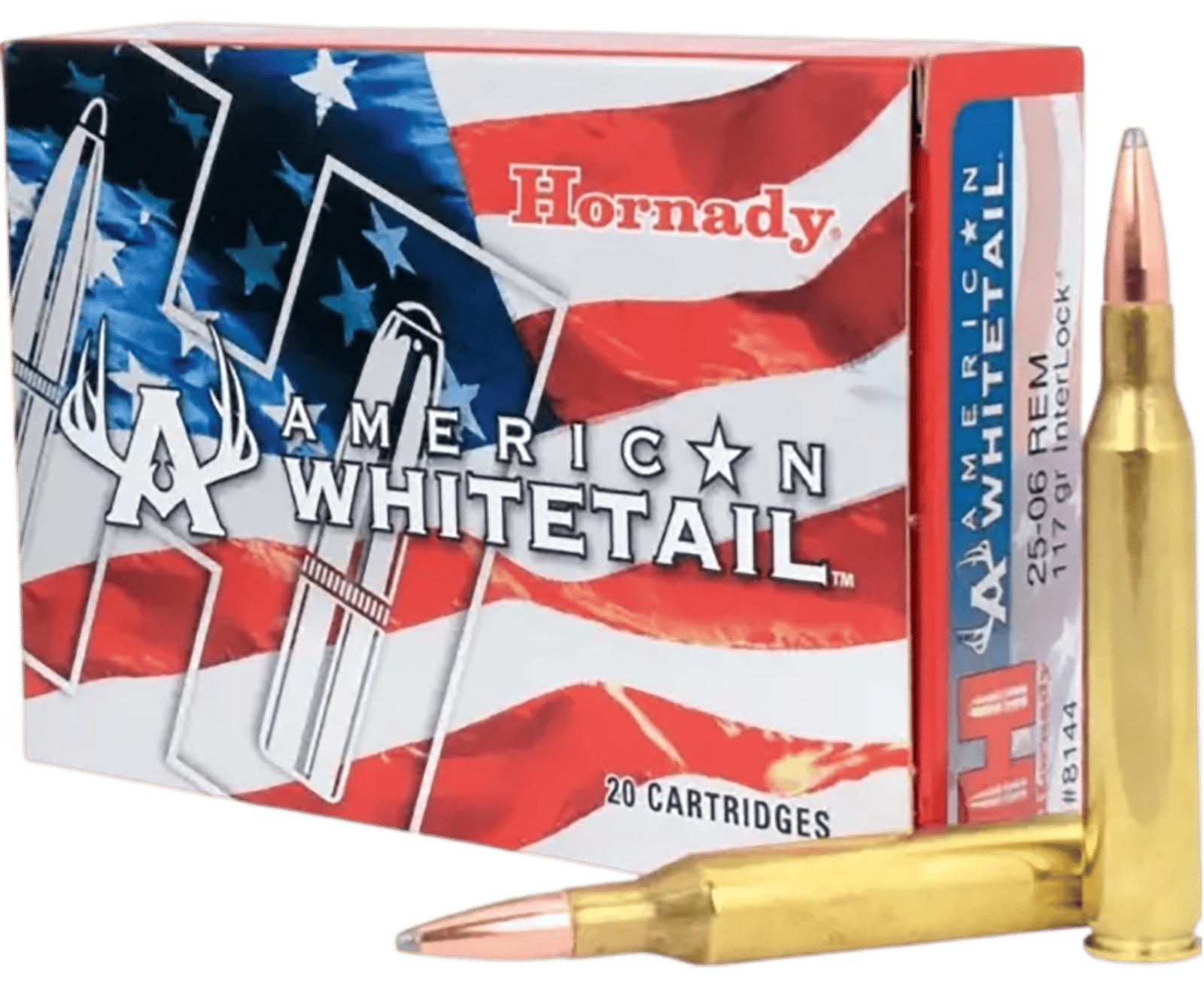 Hornady 8144 American Whitetail  25-06Rem 117gr InterLock Boat Tail Soft Point 20 Per Box/10 Case