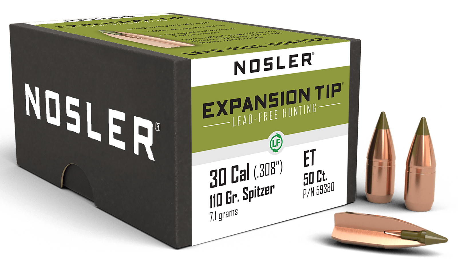 Nosler 59380 E-Tip  30Cal 110gr Spitzer 50/Box