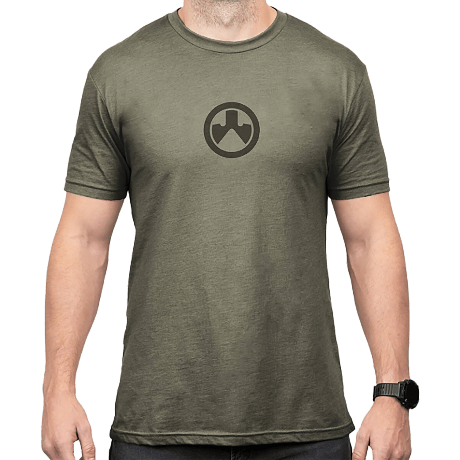 Magpul MAG1115-317-L Icon Logo  Olive Drab Heather Cotton/Polyester Short Sleeve Large