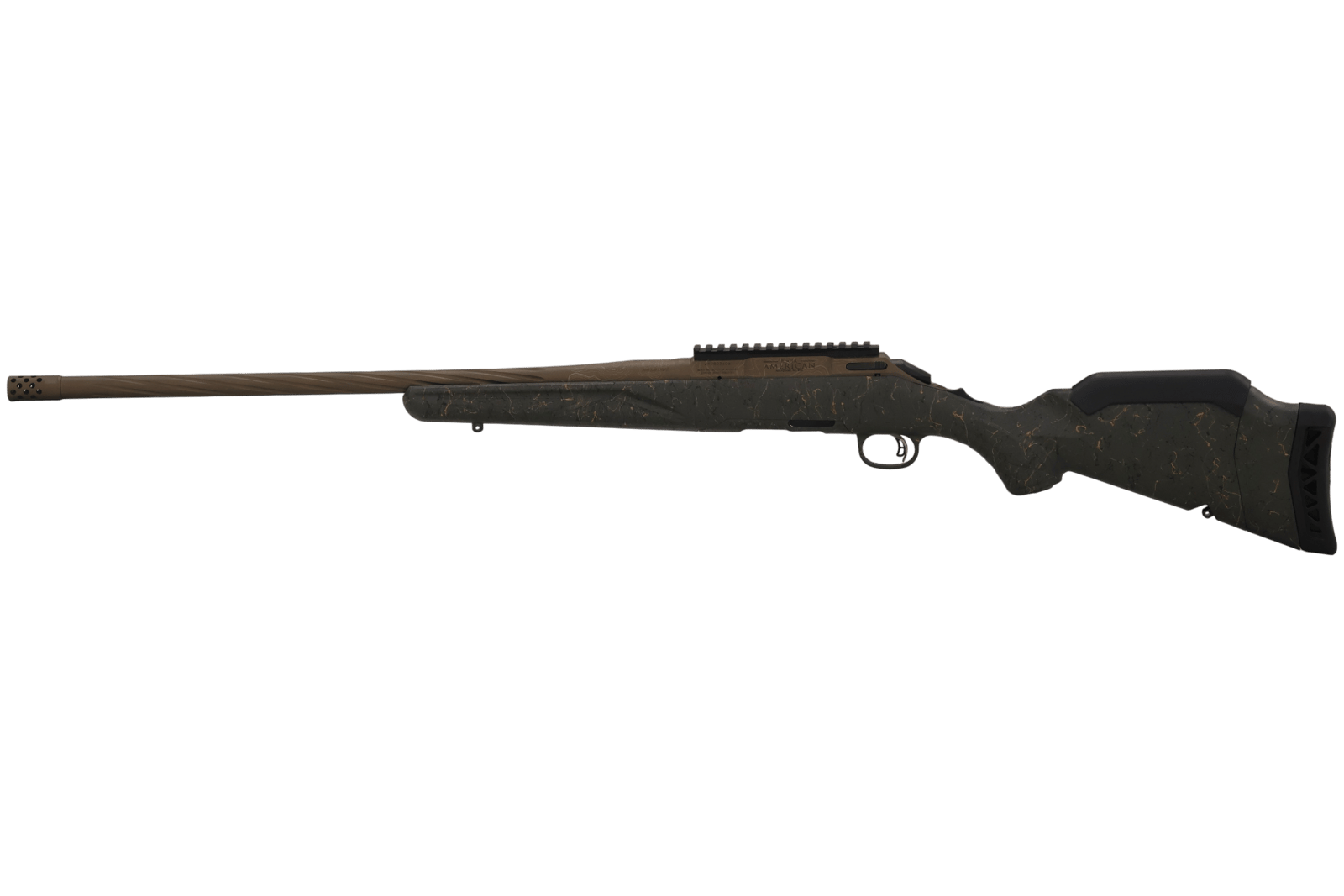 RUGER AMERICAN G2 PRED WILDERNESS TOPO 350 LEGEND RIFLE 22" SPIRAL FLUTED, BRNZ/GRN SPLATTER 5RD MAG