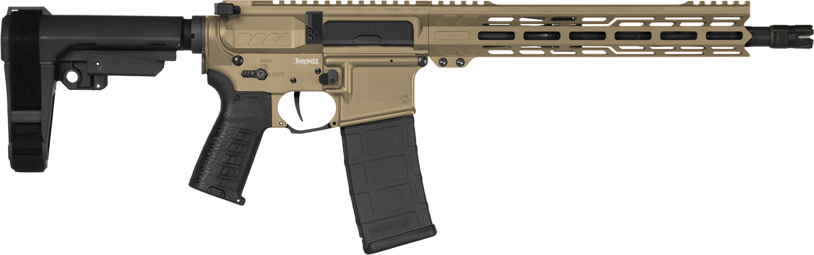 CMMG 30AB20FCT Banshee MK4 300 Blackout 30+1 12.50" Black Nitride Medium Taper Threaded Barrel, EML 7" M-LOK Handguards, Coyote Tan Cerakote Aluminum Picatinny Rail Receiver, CMMG Zeroed Grips