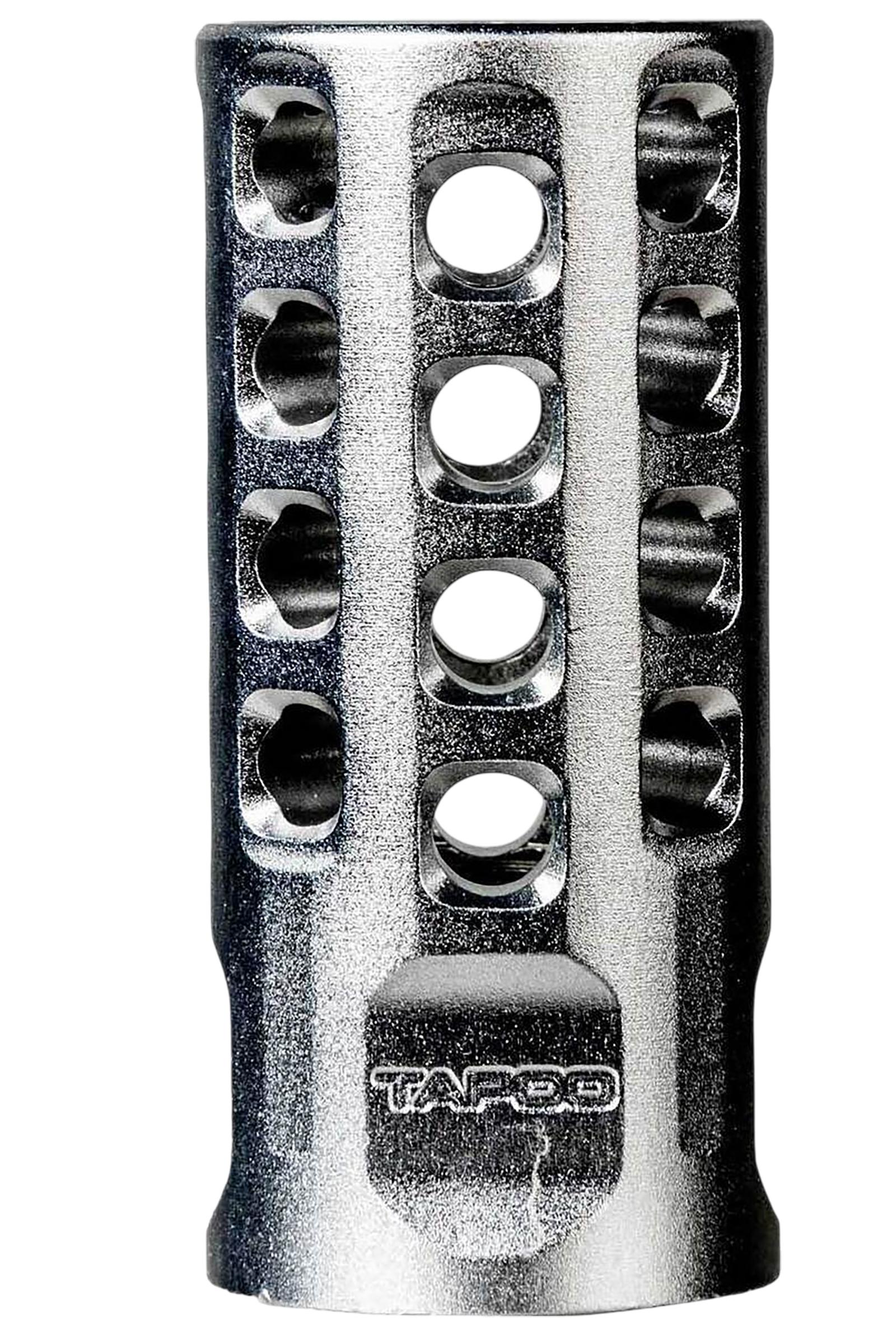 Tapco TAP22010  Muzzle Brake Silver Anodized Aluminum 1/2"x28 Threads 2" OAL .920" Diameter 22LR