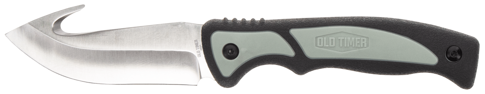 Old Timer 1137138 Trail Boss  3.70" Fixed Gut Hook Plain Stainless Steel Blade, TPE Handle Includes Sheath