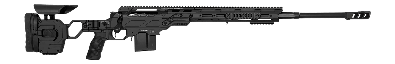 Cadex Inc CDX30LITE30824BR20I2F1 CDX-30 Lite 308 Win 10+1 24" Black DLC Fluted Threaded Barrel, Black Cerakote Receiver w/Picatinny Rail, M-LOK Handguard, Adjustable Folding Black Buttstock, Black Pol