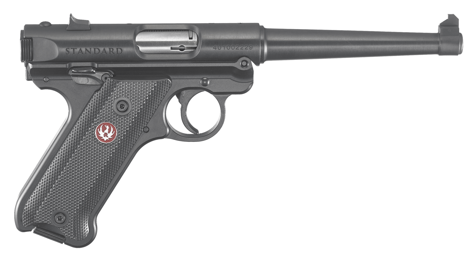 Ruger 40105 Mark IV  22 LR 10+1 6" Satin Stainless Tapered Barrel, Blued Steel Slide & Aluminum Frame Checkered Synthetic Grip