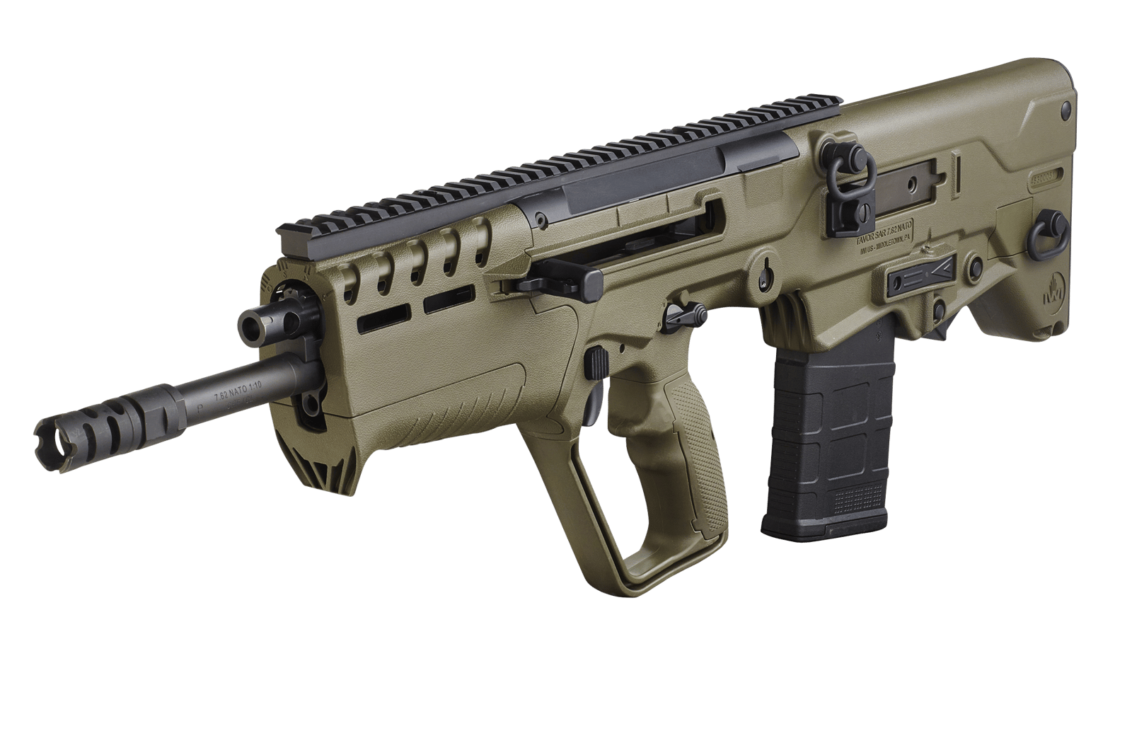 IWI US T7G2010 Tavor 7 7.62x51mm NATO Caliber with 20" Barrel, 10+1 Capacity, OD Green Metal Finish, OD Green Fixed Bullpup Stock & Polymer Grip Ambidextrous Hand