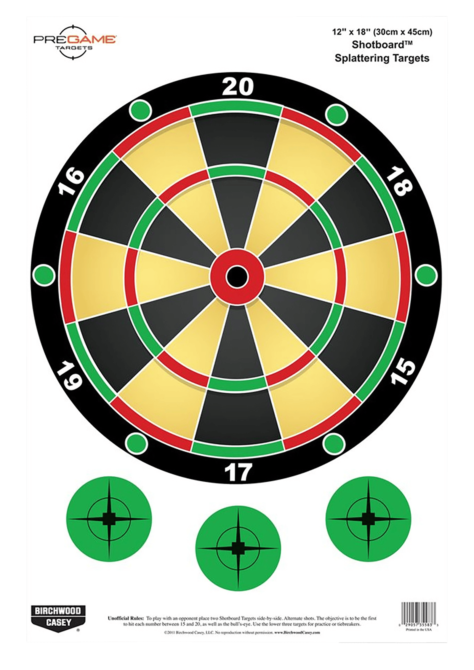 Birchwood Casey 35562 Pregame Shotboard Hanging Paper All Firearms 12" x 18" Impact Enhancement Splatter 8 Targets