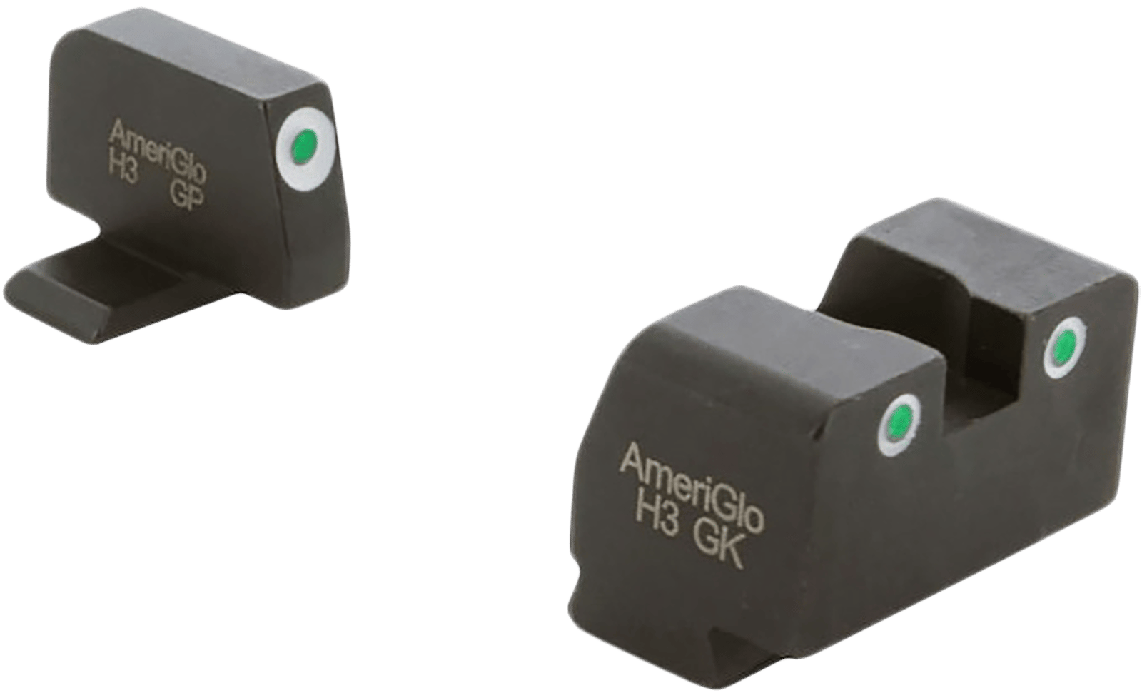 AmeriGlo XD181 Optic Compatible Sight Set for Springfield Armory XD  Green Tritium White Outline Front Sight-Green Tritium White Outline Rear Sight