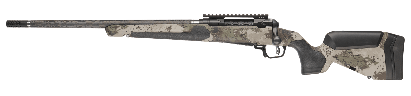 Savage Arms 32723 110 UltraLite Pro Full Size 6.5 PRC 3+1 20" Carbon Fiber Barrel, Savage Woodland Camo Accufit V2 Synthetic Stock, Left Hand