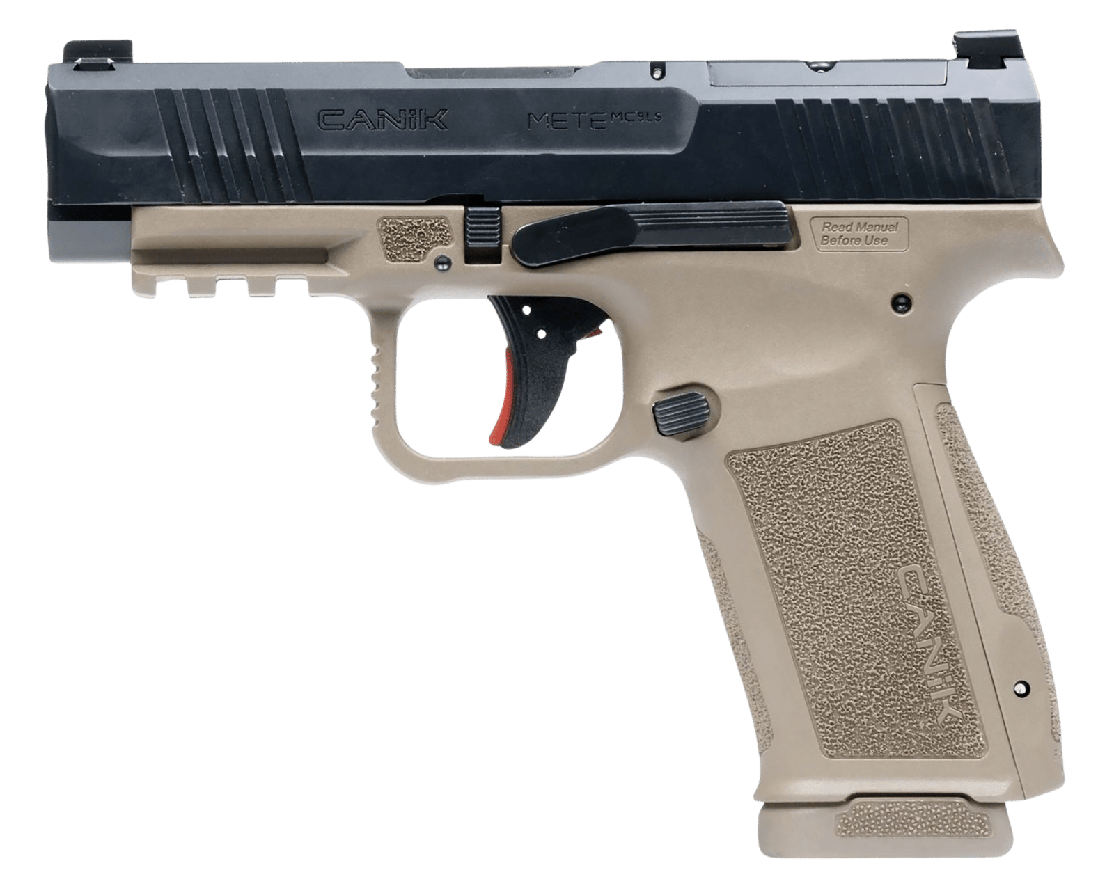 Canik HG7885CABD-N Mete MC9LS *CA Compliant 9mm Luger 10+1 3.63" Black Steel Barrel, Black Nitride Steel Serrated Slide, Flat Dark Earth Polymer Frame w/Picatinny Rail, Interchangeable Backstrap Grip