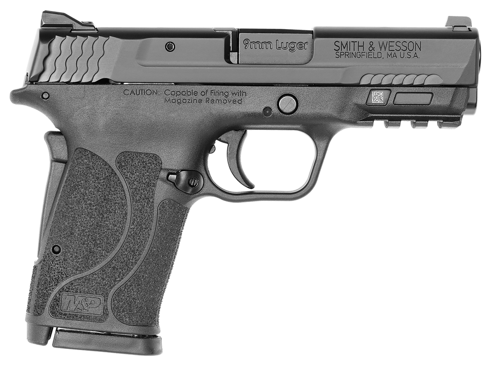 Smith & Wesson 12437 M&P Shield EZ M2.0 Micro-Compact Frame 9mm Luger 8+1, 3.67" Black Armornite Steel Barrel & Serrated Slide, Matte Black Polymer Frame w/Picatinny Rail, Grip Safety