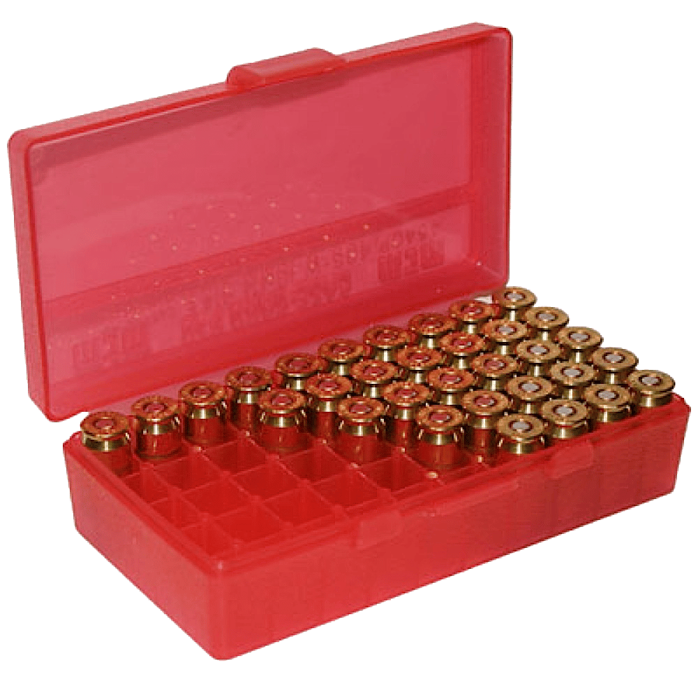 MTM Case-Gard P504529 Ammo Box Flip-Top Multi Caliber Clear Red Polypropylene 50rd