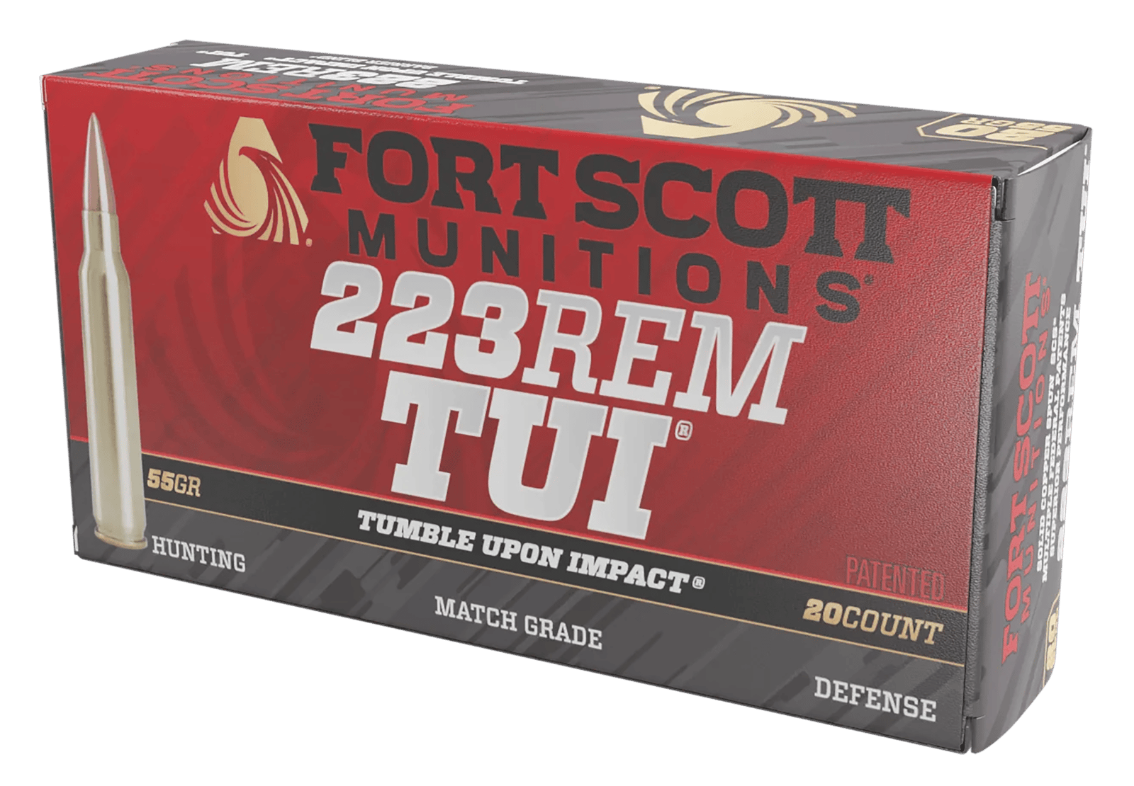 Fort Scott Munitions 223055SCV Tumble Upon Impact (TUI)  223Rem 55gr Solid Copper Spun 20 Per Box/25 Case