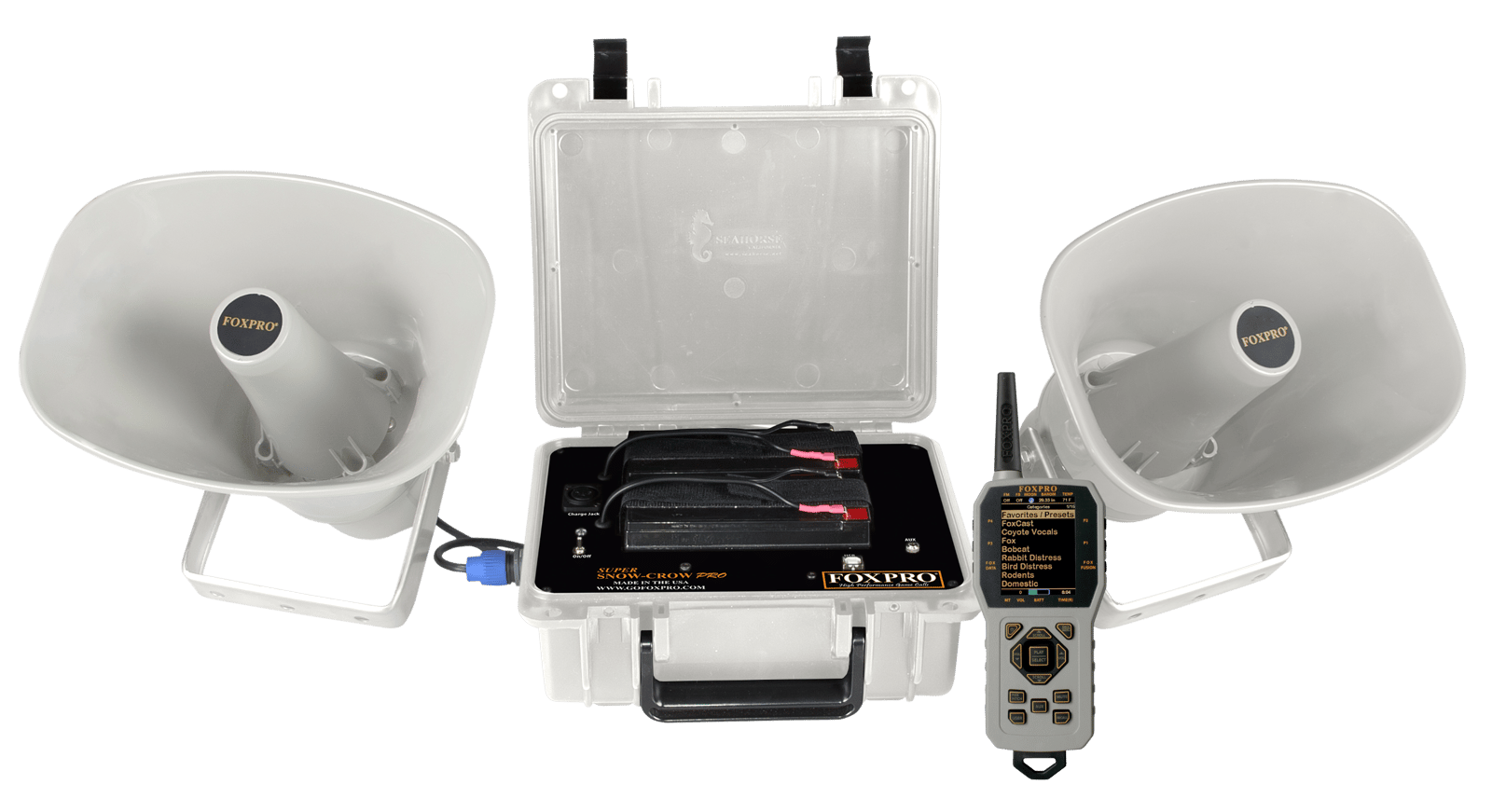 Foxpro SSCPW Super Snow-Crow Pro  Attracts Crow/Predator/Snow Goose Features TX1000 Transmitter White ABS Polymer