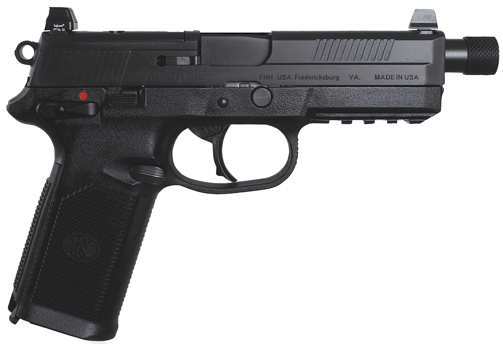 FN 66966 FNX Tactical 45 ACP 15+1 5.30" Steel Threaded Barrel Black Optic Ready/Serrated Slide Matte Black Polymer Frame w/Picatinny Rail Black Textured w/Interchangeable Backstrap Grips Right Hand
