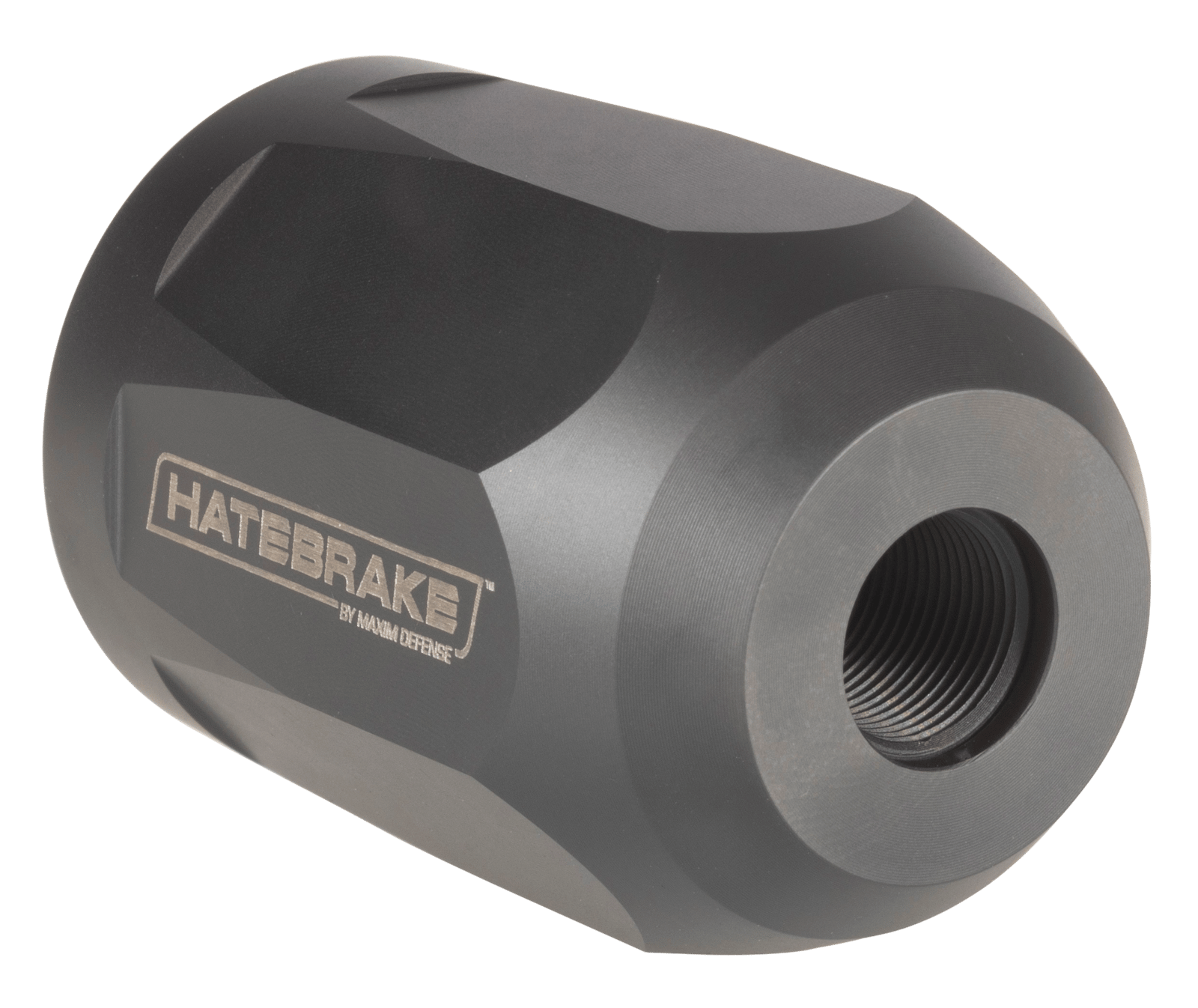 Maxim Defense MXM47707 Hate Brake  Black DLC 17-4 Stainless Steel with 1/2"-28 tpi Threads, 2.40" OAL, 1.50" Diameter & Octagon Shape for 5.56x45mm NATO