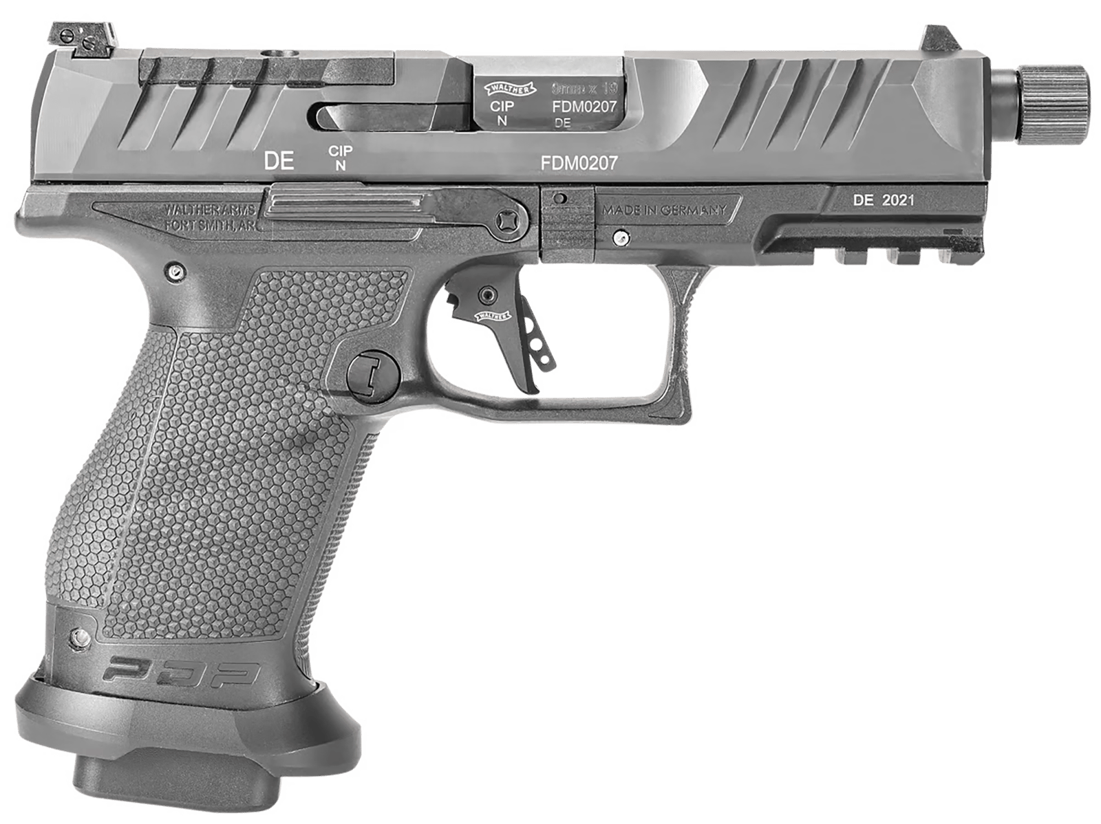 Walther Arms 2844176 PDP Pro SD Compact Frame 9mm Luger 18+1 4.60" Black Threaded Barrel, Black Optic Ready/Serrated Steel Slide, Black Polymer Frame w/Picatinny Rail, Medium Backstrap Grip