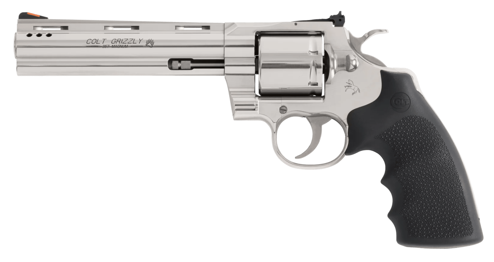 Colt Mfg GRIZZLYSP6RTS Grizzly  357 Mag 6 Shot 6" Stainless Ported Vent Rib Barrel, Stainless Unfluted Cylinder, Stainless Stainless Steel Frame, Black Hogue Overmolded Grip, Exposed Hammer