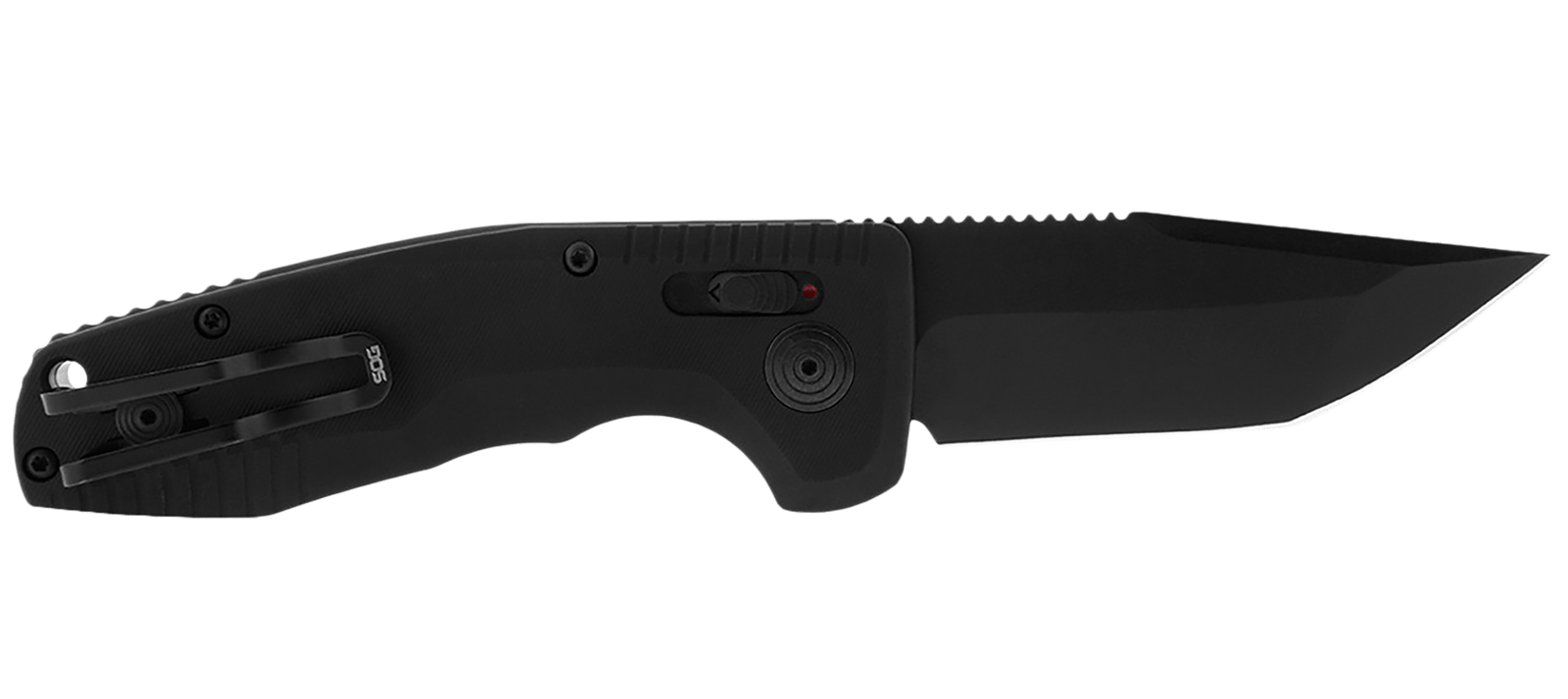 S.O.G SOG-15-38-09 SOG-TAC Auto Compact 2.94" Folding Tanto Plain Black TiNi Cryo D2 Steel Blade Black Micro-Textured Anodized Aluminum Handle Includes Pocket Clip