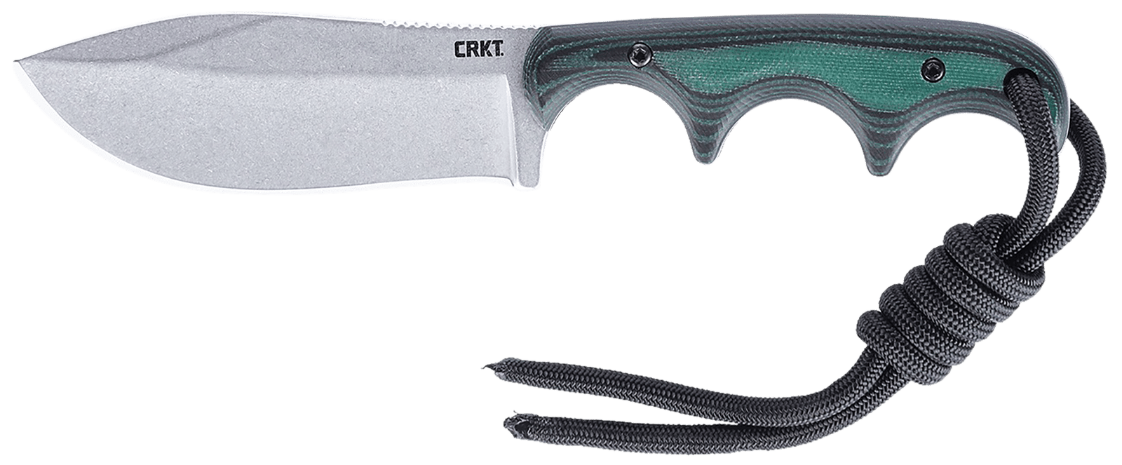 CRKT 2376 Minimalist Nessmuk Fixed Plain Stonewashed D2 Steel Blade, Green Micarta Handle