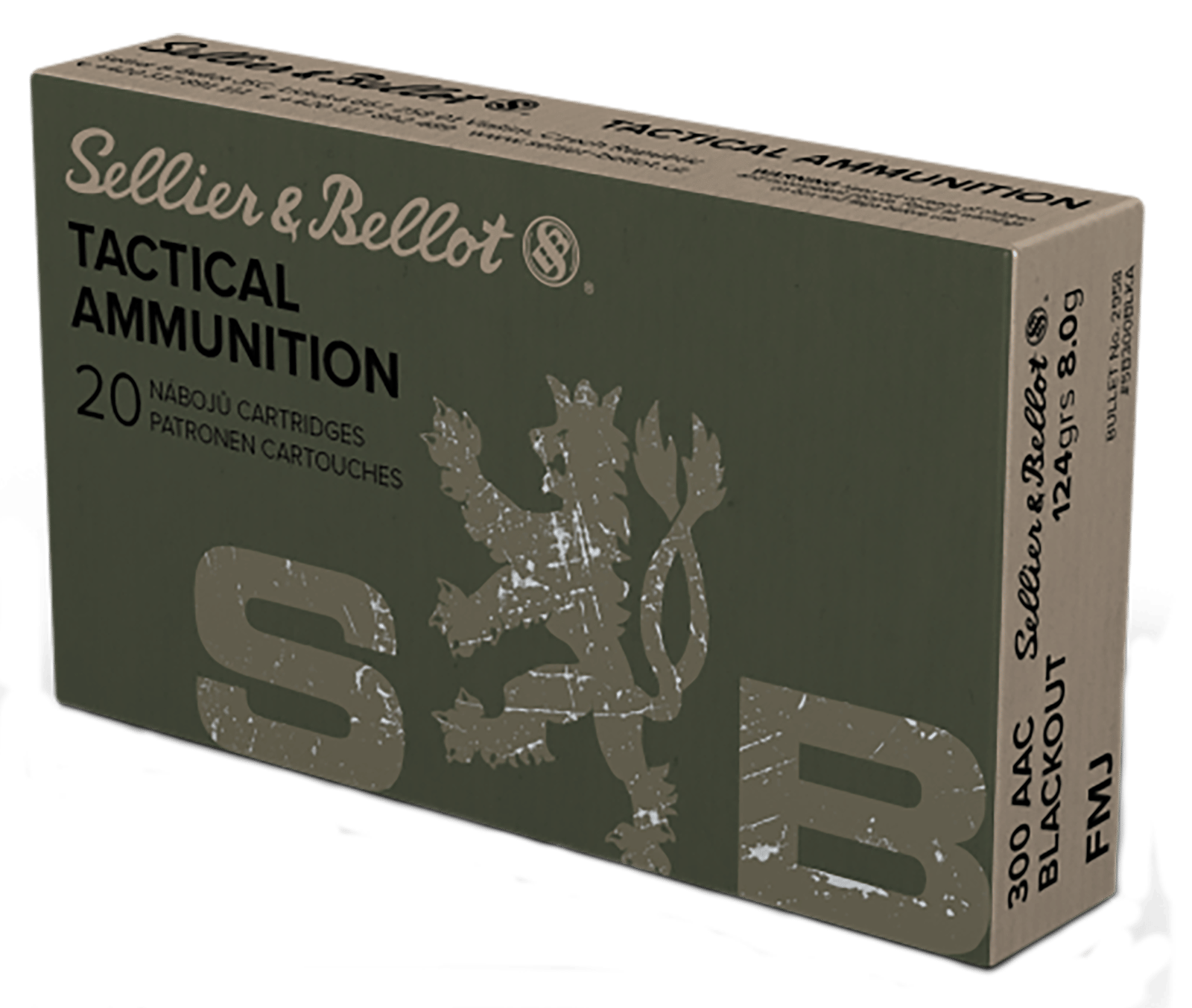 Sellier & Bellot SB300BLKA Rifle  300Blackout 124gr Full Metal Jacket 20 Per Box/50 Case