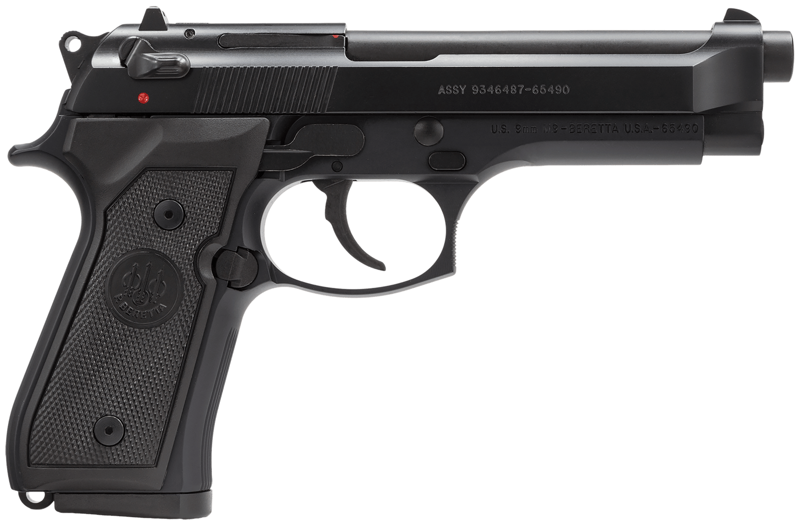 Beretta USA J92M9A0CA M9 *CA Compliant Full Size Frame 9mm Luger 10+1, 4.90" Steel Barrel, Black Bruniton Serrated Steel Slide & Aluminum Frame w/Beavertail, Ambidextrous