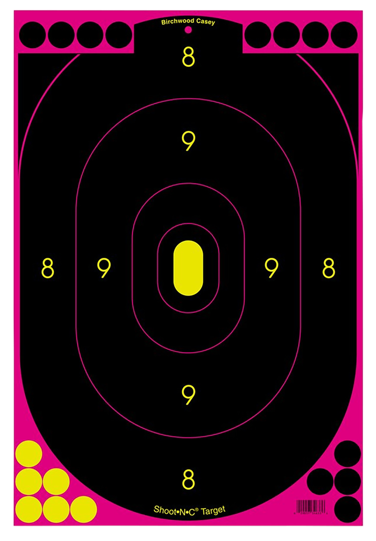 Birchwood Casey 34633 Shoot-N-C Reactive Target Self-Adhesive Paper Black/Pink 12"x18" Oval Silhouette 100 Pack