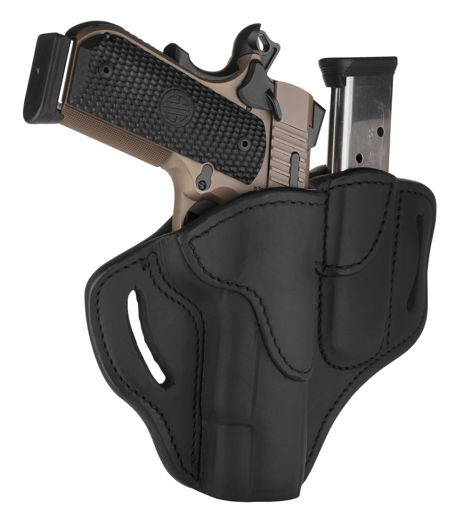 1791 Gunleather BH1M1SBLR BH1M1 Combo OWB 01 Stealth Black Leather Belt Slide Fits 4-5" 1911