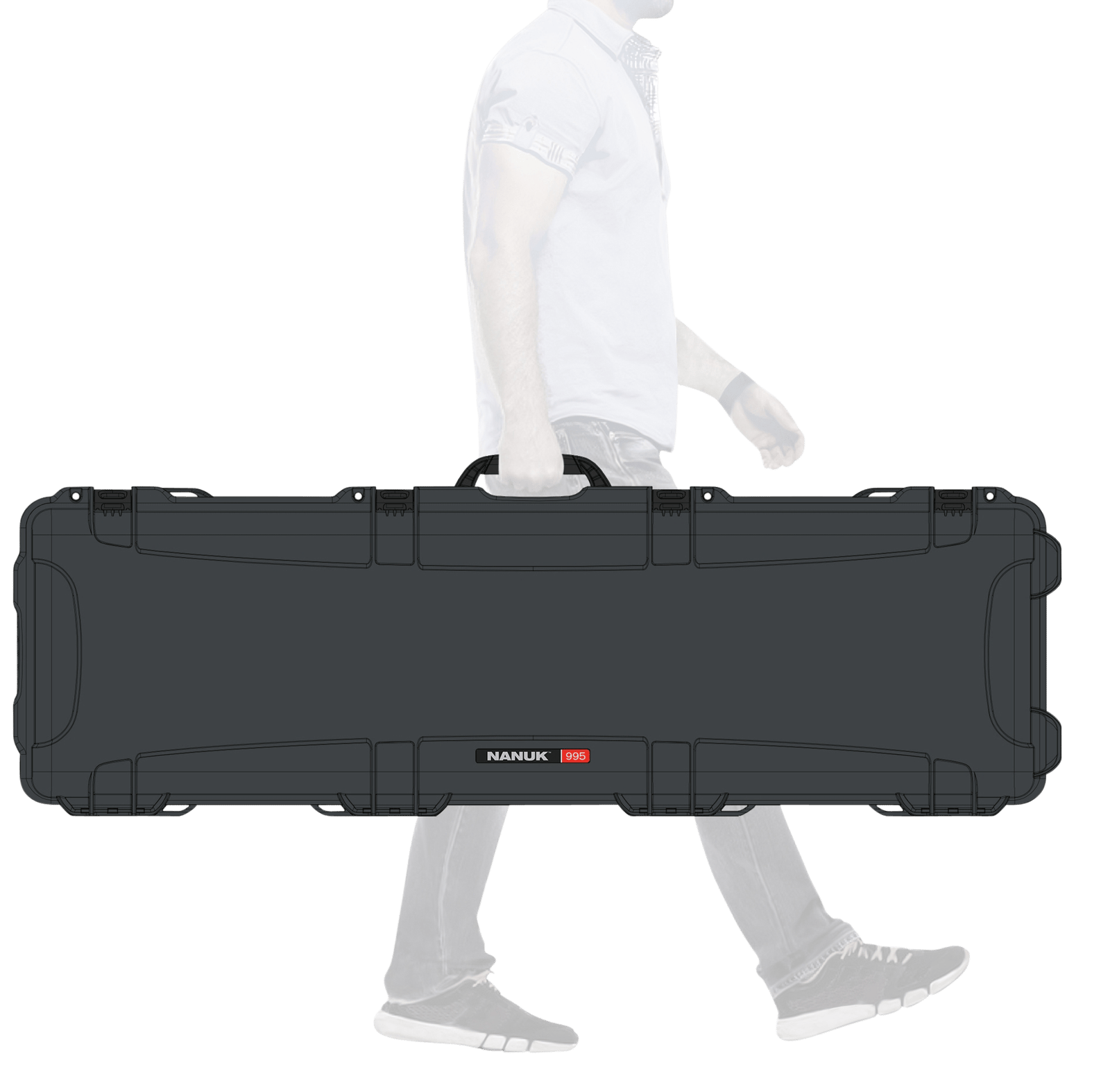 Nanuk 9951007 995  Waterproof Graphite Resin  with Foam Padding & Lockable Latches for Rifles 52" L x 14.50" W x 6" H Interior Dimensions