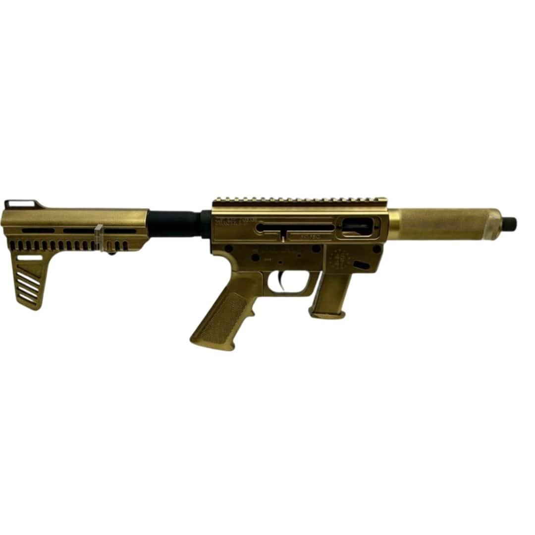 Just Right Carbine 45th/47th Trump Edition Pistol 9mm Luger 15rd Magazine(1) 6.5" Barrel Blade Brace Gold Cerakote