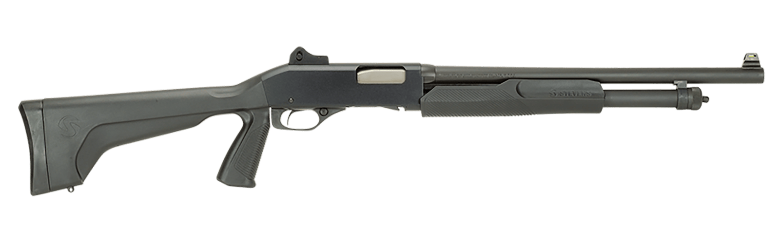 Stevens 19495 320 Security Full Size 12 Gauge Pump 3" 5+1 18.50" Matte Black Carbon Steel Barrel, Matte Black Aluminum Receiver, Fixed w/Pistol Grip Matte Black Synthetic Stock, Ambidextrous