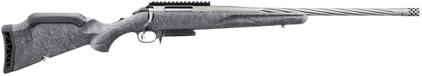Ruger 46902 American II  Full Size 308 Win 3+1 20" Gun Metal Gray Cerakote Spiral Fluted Threaded Barrel & Alloy Steel Receiver w/Picatinny Rail, Gray Splatter Adj LOP Synthetic Stock