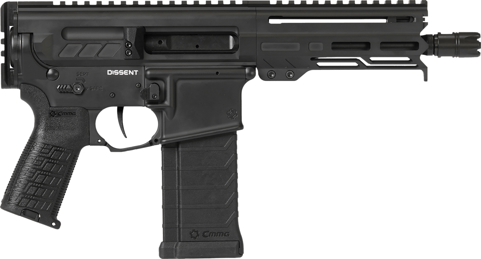 CMMG 54AA847AB Dissent  5.7x28mm 32+1 6.50", Black Cerakote Rec, OEM Grip, Picatinny Buffer Adapter, Zeroed Drop-In Single Stage Trigger