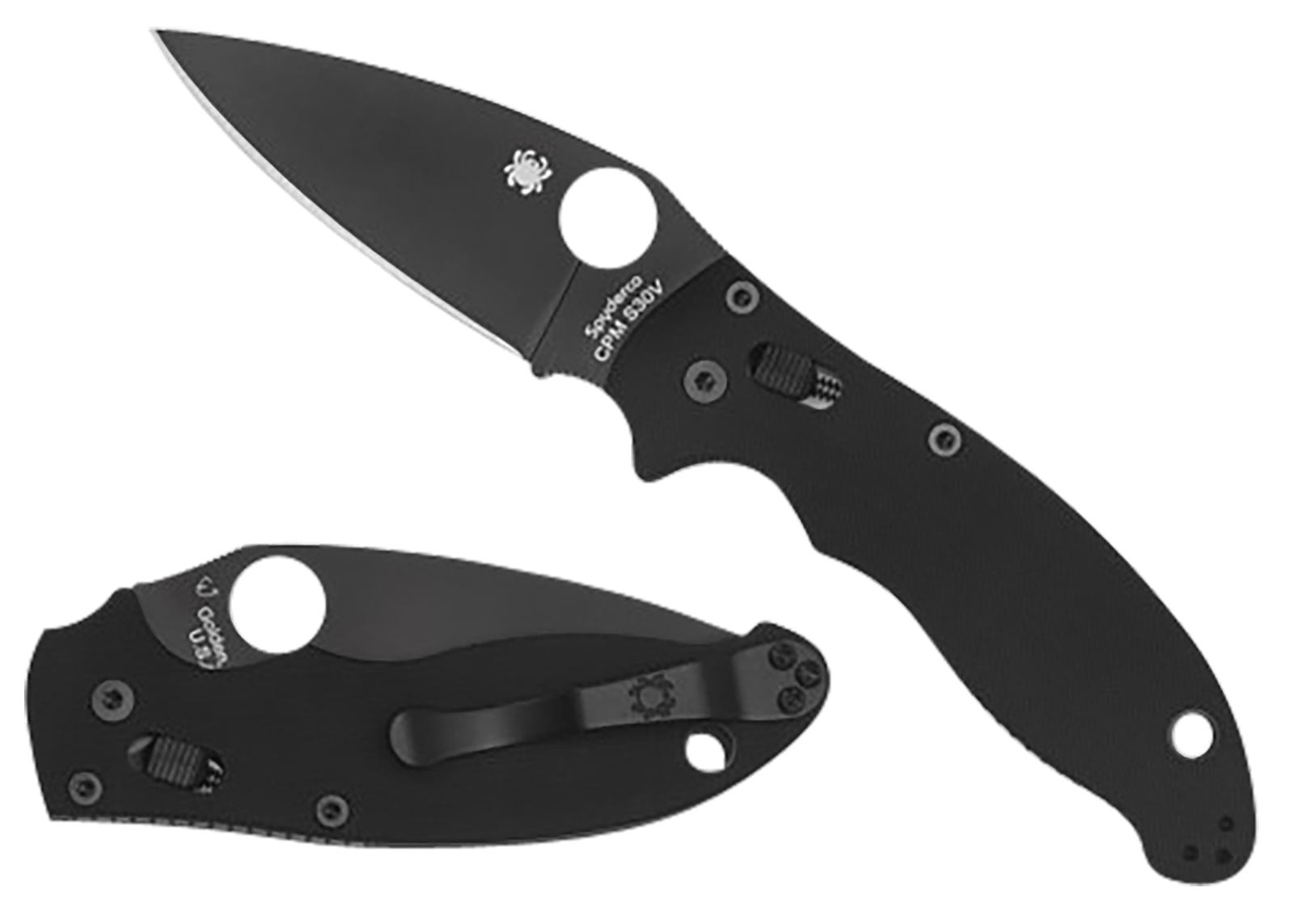 Spyderco C101GPBBK2 Manix 2  3.37" Folding Plain Black DLC CPM S30V SS Blade/Black Bi-Directional Texturing G10 Handle Includes Pocket Clip
