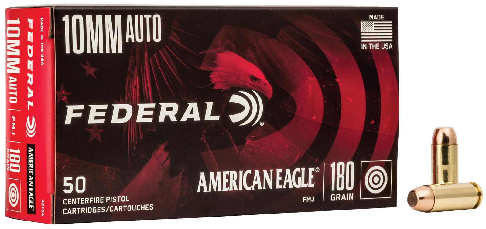 Federal AE10A American Eagle Handgun 10mmAuto 180gr Full Metal Jacket 50 Per Box/20 Case