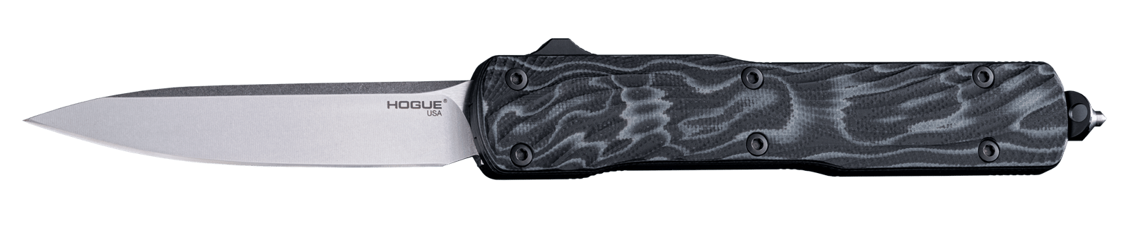 Hogue 34879 Counterstrike  3.35" OTF Drop Point Plain Stone Tumbled CPM 20V SS Blade, G-Mascus Black Aluminum/G10 Handle