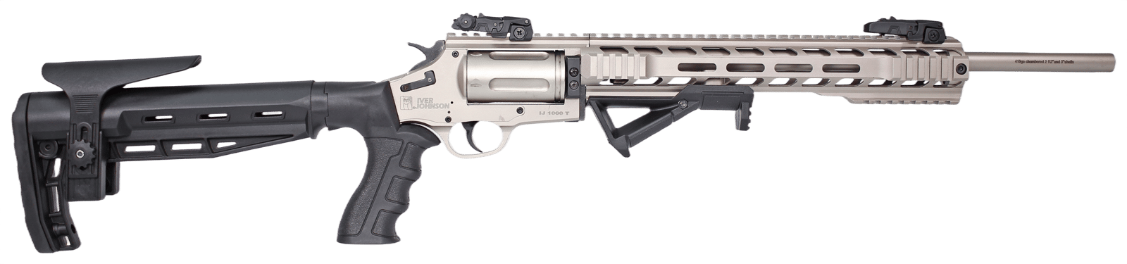 Iver Johnson Arms IJ1000TSN IJ1000  410 Gauge 5rd 18" Satin Nickel Barrel, Satin Nickel Receiver w/Picatinny Rail, Black Fixed Stock