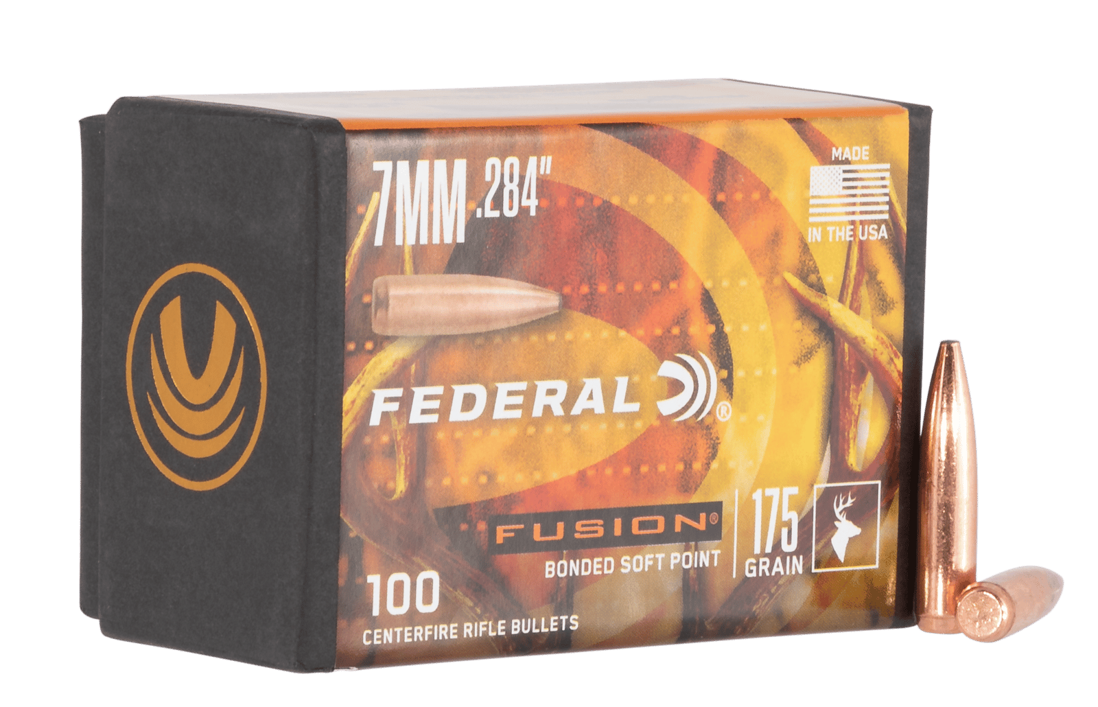 Federal FB284F4 Fusion Component  7mm .284 175 gr Fusion Soft Point 100 Per Box/ 4 Case