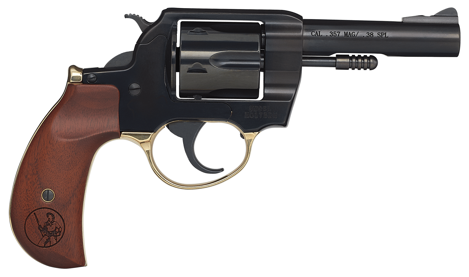 Henry H017BDM Big Boy  38 Special/357 Mag 6 Shot 4" Blued Round Steel Barrel, Polished Blued Steel Frame w/Birdshead Walnut Grip
