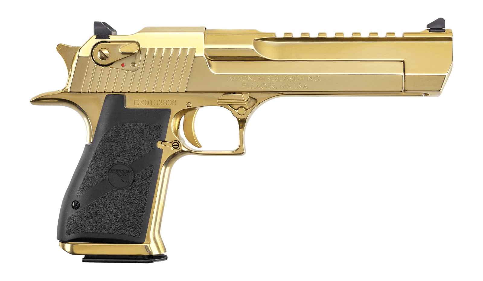 Magnum Research DE44ZNG Desert Eagle Mark XIX 44 Mag 7+1 6" Picatinny Rail Barrel, Gold Zirconium Nitride Serrated Slide & Frame