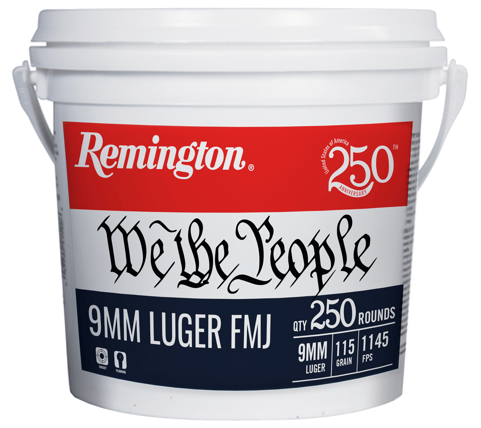 Remington Ammunition 21385   9mmLuger 115gr Full Metal Jacket 250 Per Box/4 Case