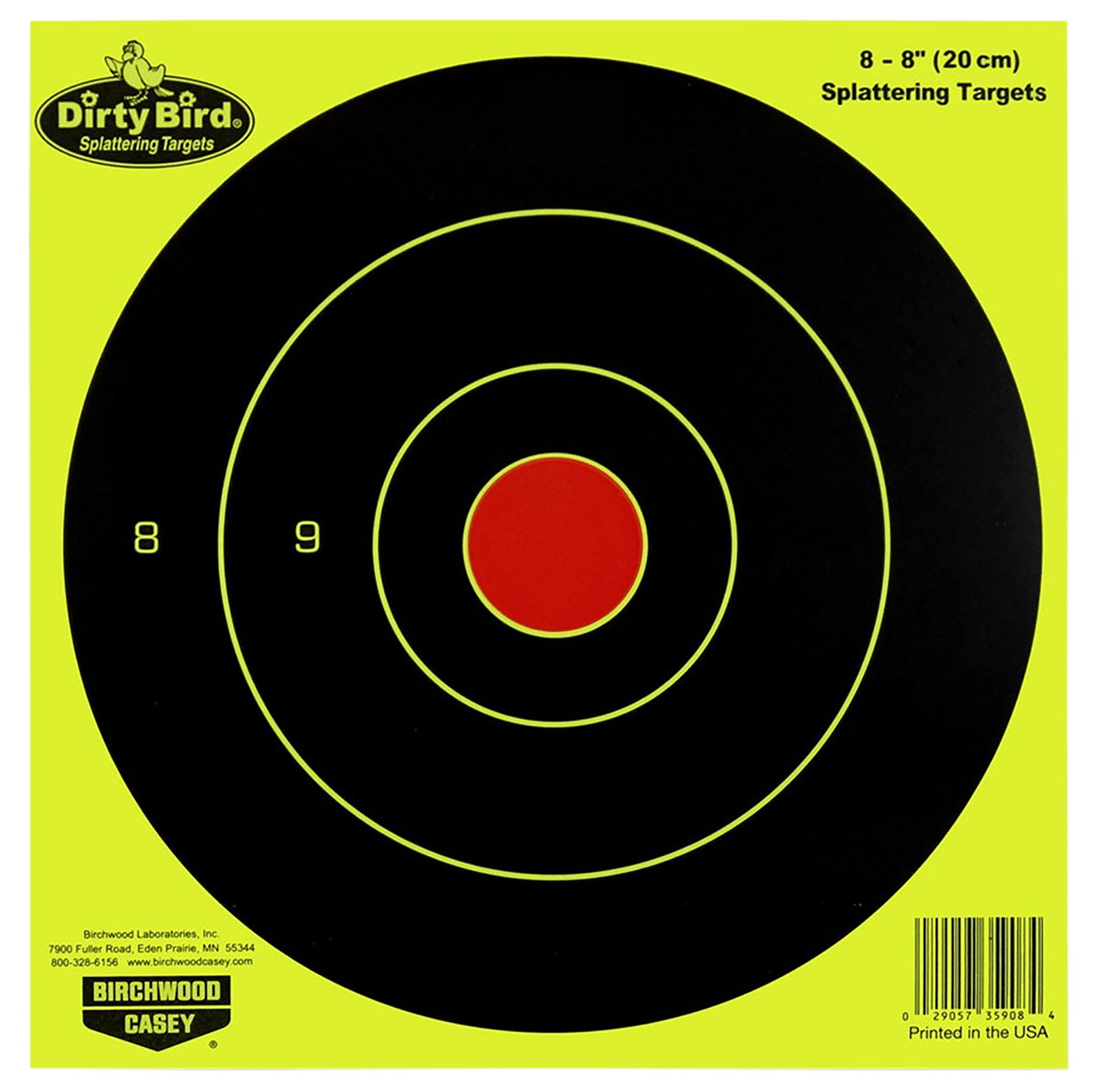 Birchwood Casey 35950 Dirty Bird  Bullseye Paper Hanging Pistol/Rifle Black/Yellow 50 Per Pkg