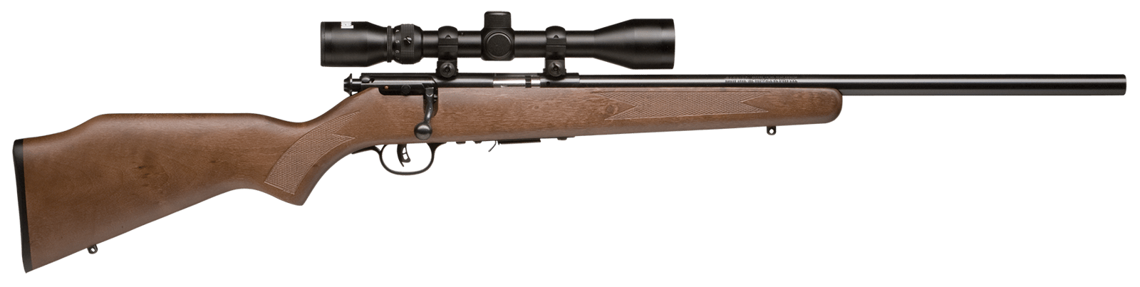Savage Arms 96222 93R17 GVXP w/Optic Full Size 17 HMR 5+1 21" Matte Black Heavy Varmint Barrel, Matte Black Drilled & Tapped Carbon Steel Receiver, Fixed Satin Brown Wood Stock, 3-9x40mm Duplex Scope,