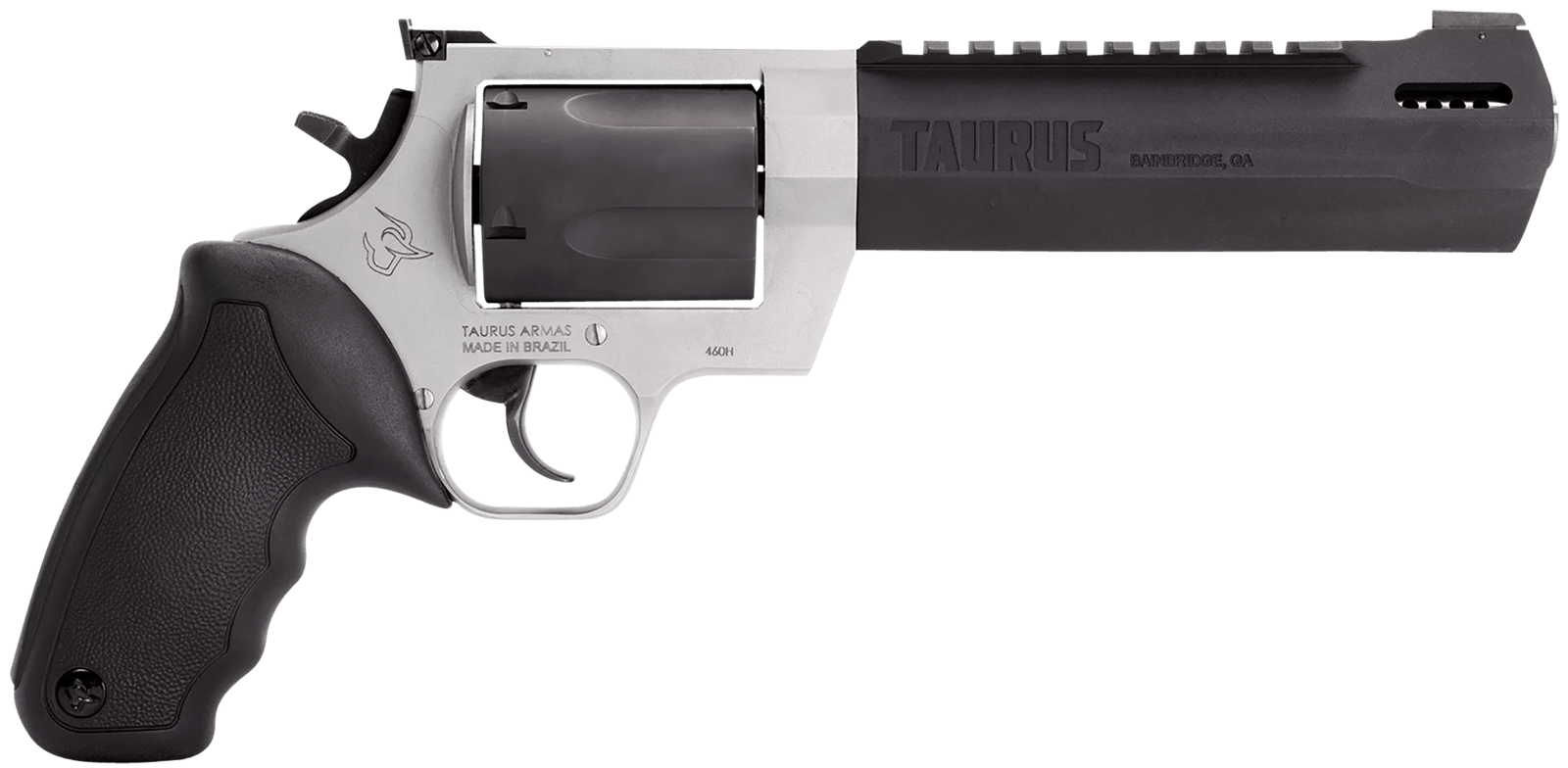 Taurus 2460065RH Raging Hunter  460 S&W Mag 5rd 6.75" Matte Black Oxide Barrel & Cylinder Matte Stainless Steel Frame Black Rubber  with Integrated Cushion Insert Grip